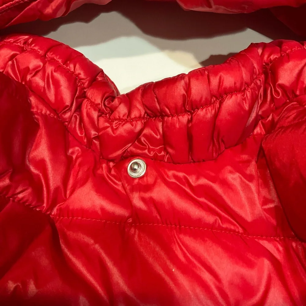 🍏Monnalisa Girl’s Designer Quilted Hooded Red Puffer, 24 mo
